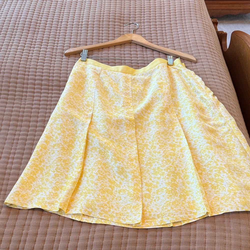 Banana Republic Yellow Patterned A-Line Skirt
